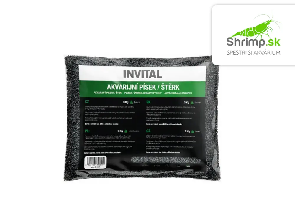 INVITAL Akváriový piesok čierny 0,8-1,2 mm 3 kg
