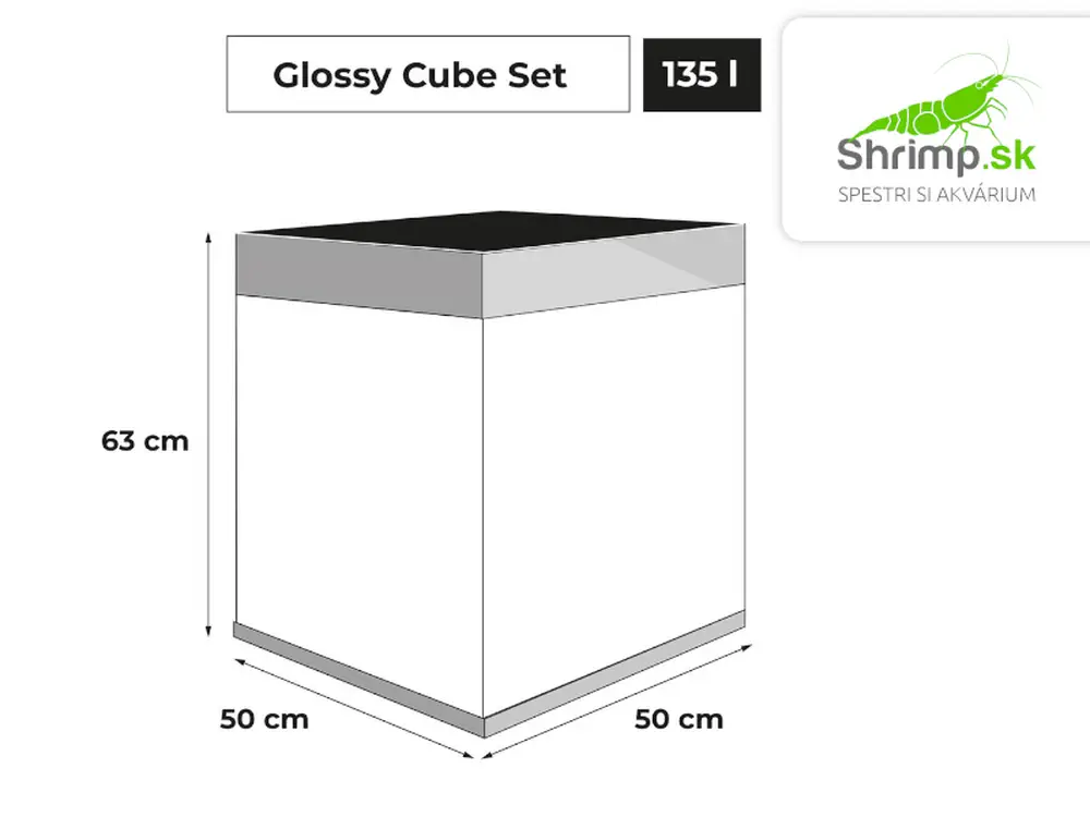 Aquael Akváriový set Glossy CUBE 50 sivý, 135 l