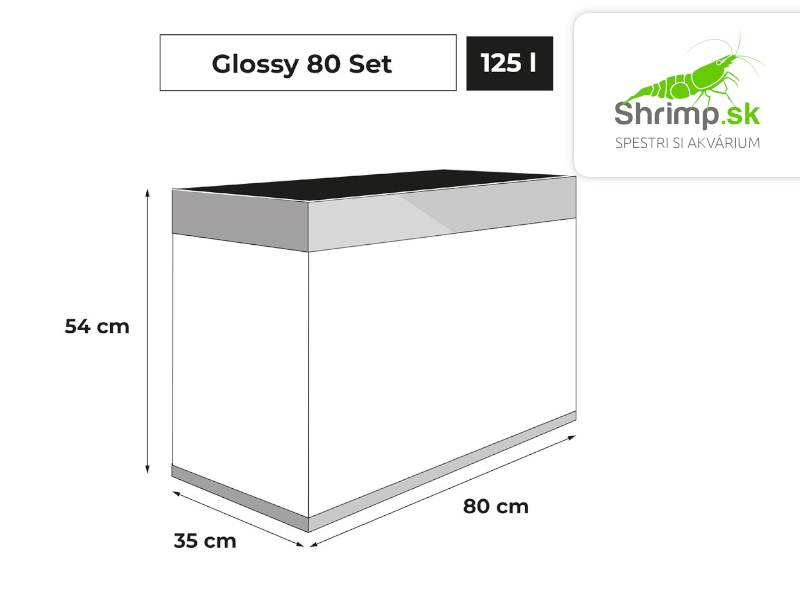 Aquael Akváriový set Glossy 80 sivý, 125 l