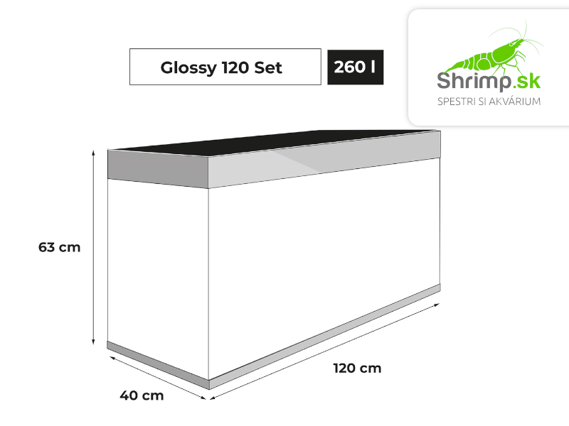 Aquael Akváriový set Glossy 120 sivý, 260 l